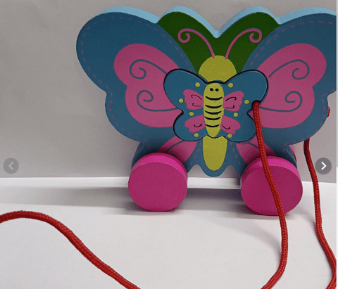 Wooden Butterfly inside Baby Pull toy