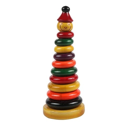 Crafts India Hand Crafted Wooden Stacking Color Rings Cap Big