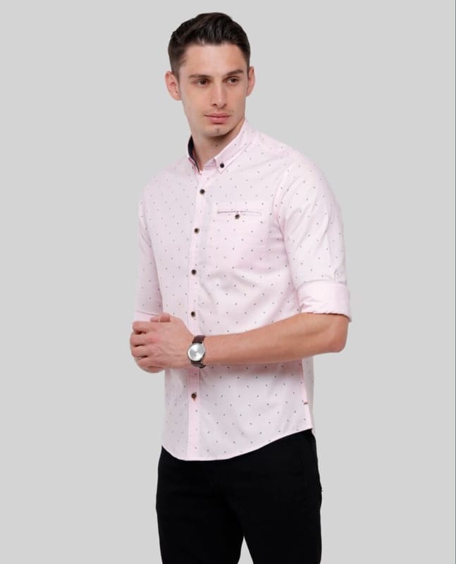 Men's Perfection Full Sleeves Pink Printed Shirt