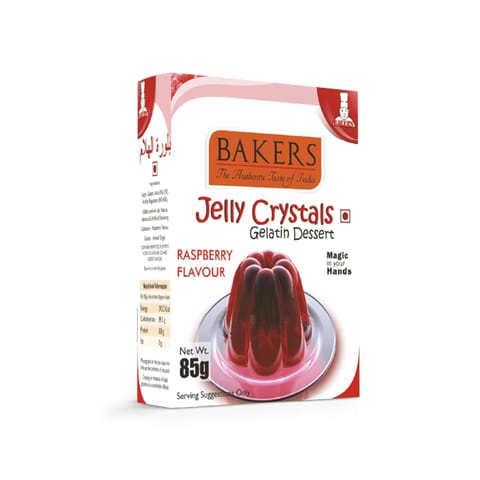 Bakers Jelly Crystals Gelatin Dessert Raspberry Flavour Ready to Make 85gm