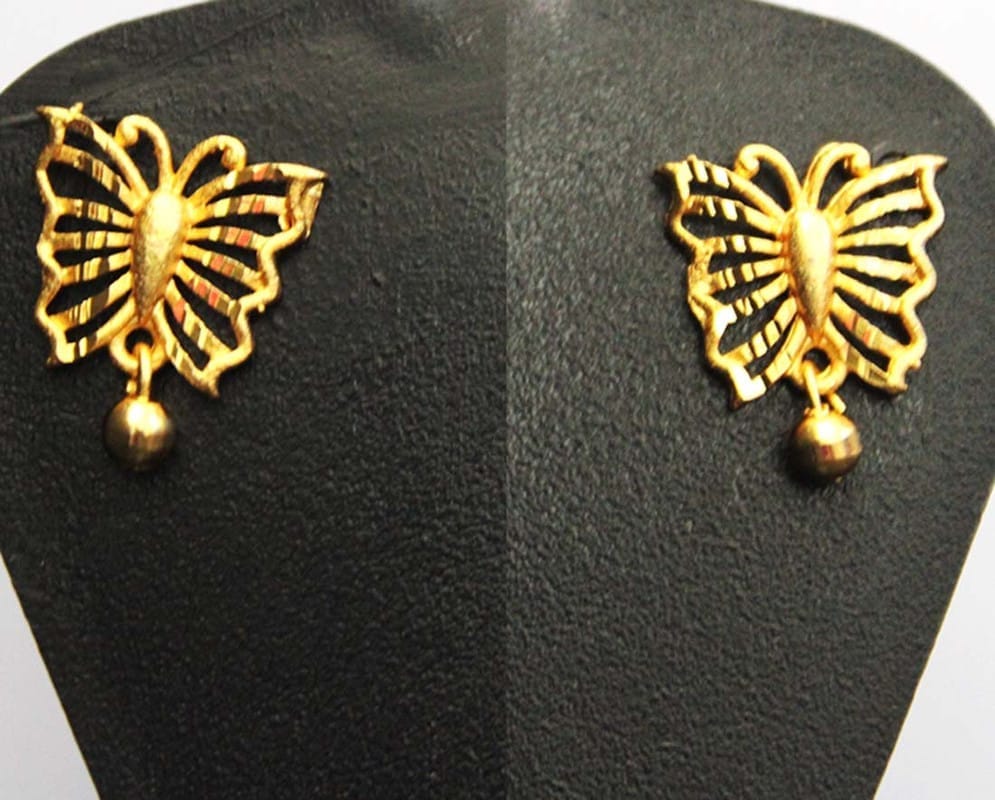 S L GOLD 1 Gram Micro Plated  Butterfly Earring E23