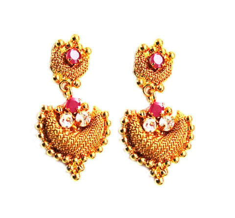 S L GOLD 1 Gram Gold Micro Platted Net Design Earring For Womens and Girls