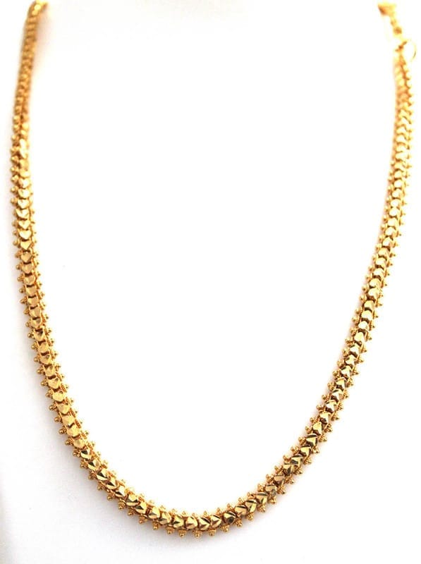 S L GOLD 1 Gram Micro Rava Hart 24" Chain C17 Design