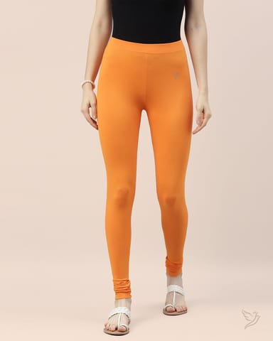 Twin Birds Women Cotton Churidar Legging - Orange Tango