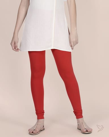 Twin Birds Women Cotton Churidar Legging - Red Chilli