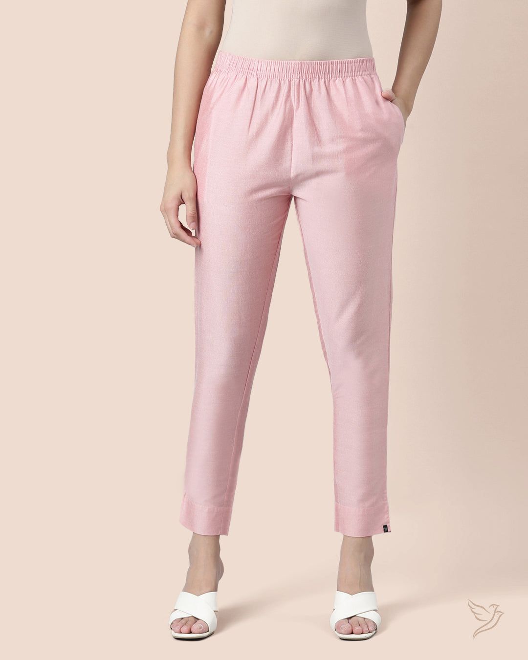 Twin Birds Women Straight Pant Metallic Pink Smoothie