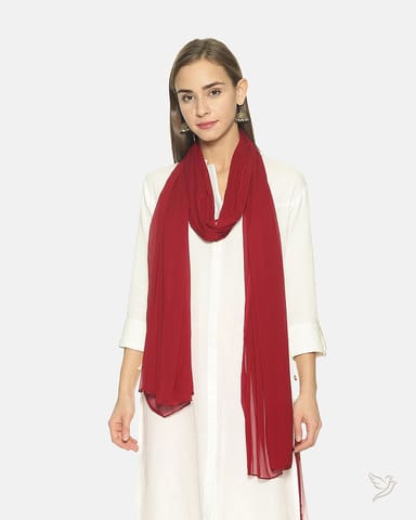 Twin Birds Women Matching Shawl - Mehandi Maroon