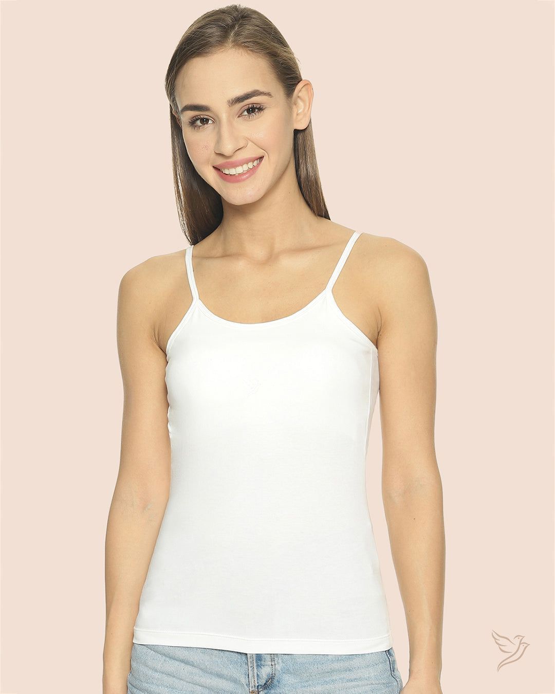 Twin Birds Women Inner Wear Cami With Padded Bra White