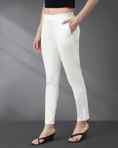 Twin Birds Women Straight Pant Cotton Cream De La Creme