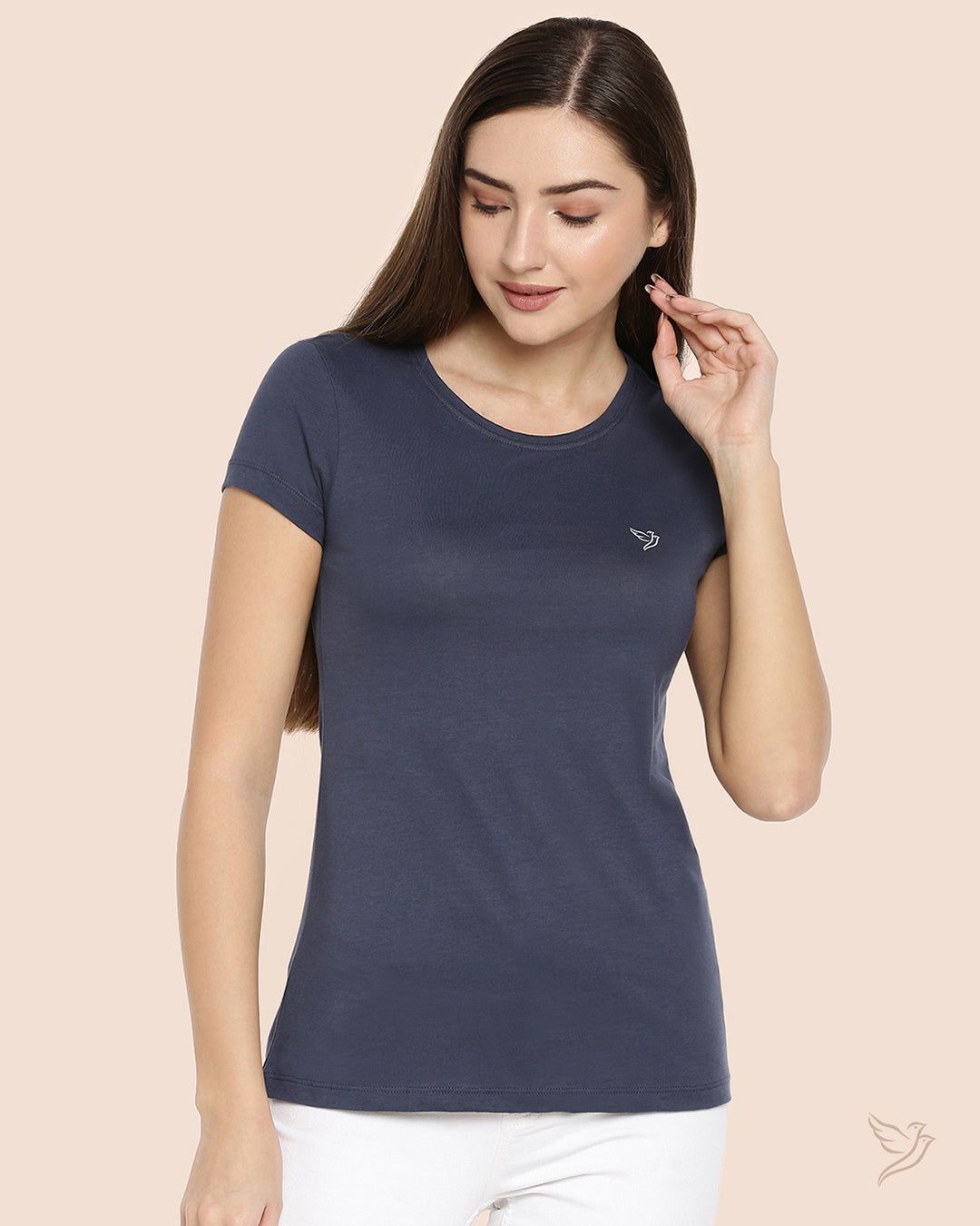 Twin Birds Women Slim Fit T Shirt Indigo Denim