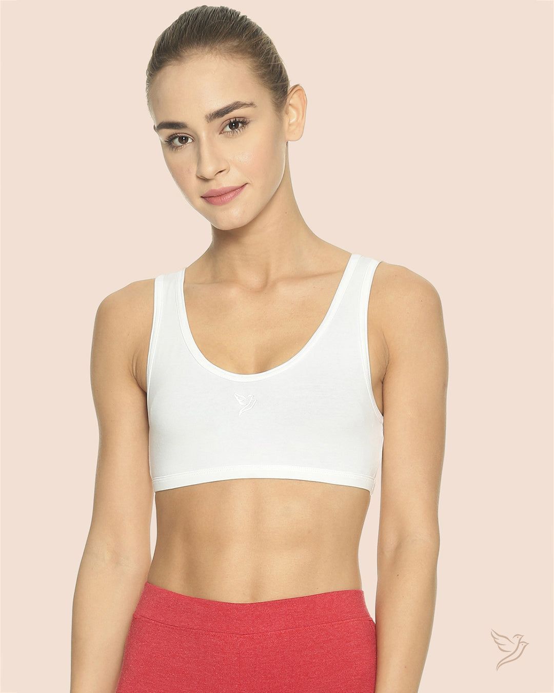 Twin Birds Women Inner Wear Sports Bra Pearl White