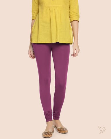 Twin Birds Women Viscose Churidar Legging - Beet Root