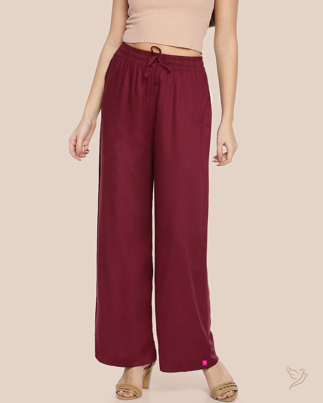 Twin Birds Women Wide Leg Palazzo Grape Vine