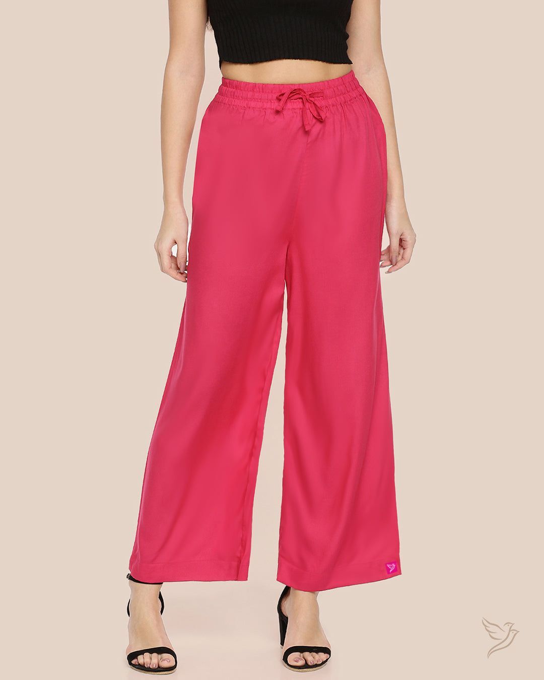 Twin Birds Women Wide Leg Palazzo Bubble Gum