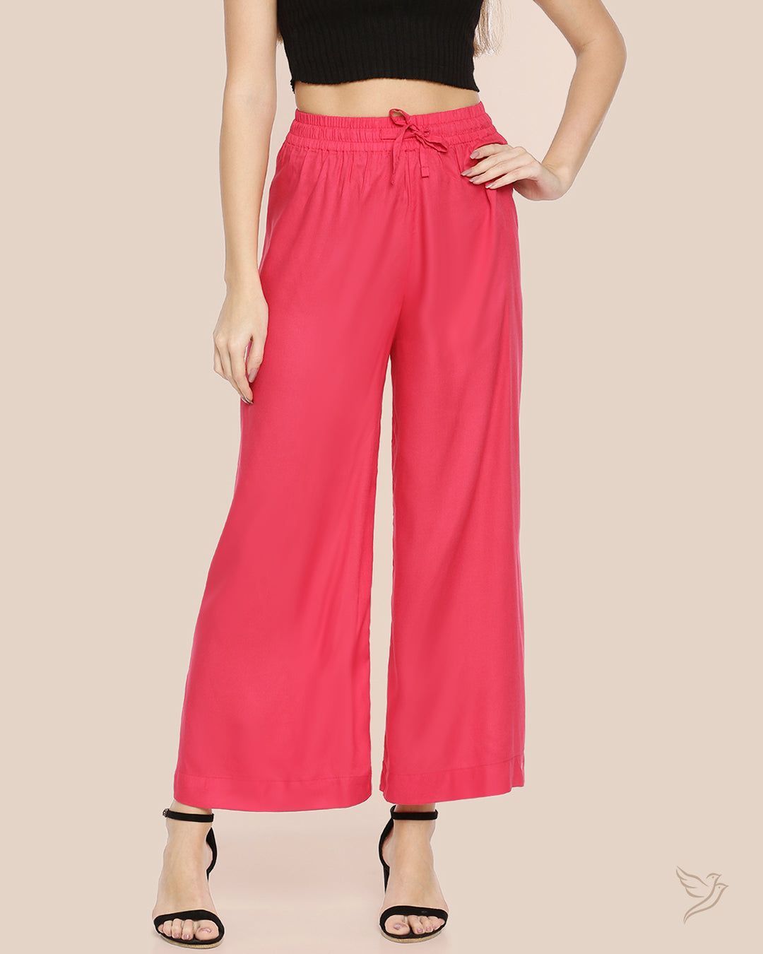 Twin Birds Women Wide Leg Palazzo Pink Paradise