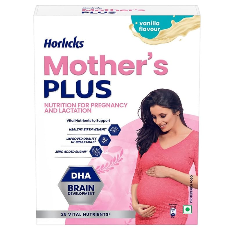 Horlicks Mother'S Plus, Health Drink For Pregnancy & Lactation, Protein For Healthy Birth Weight, No Added Sugar, Vanilla Flavour, Refill Pack