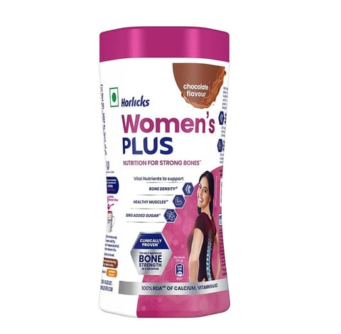 Horlicks Women'S Plus Chocolate Nutrition Drink, Nutrition For Strong Bones With 100% Daily Calcium & Vitamin D - No Added Sugar