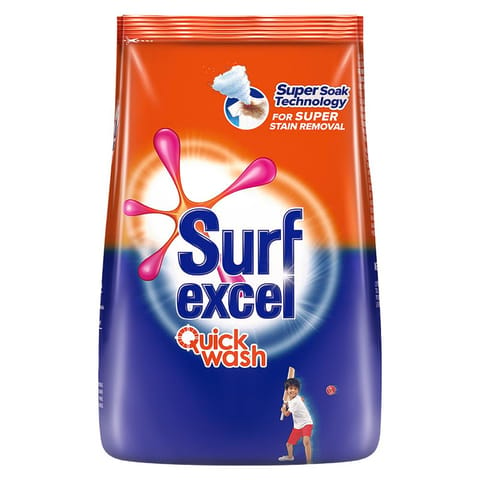 Surf Excel Quick Wash Detergent Powder Washing Powder With Lemon & Bleach To Remove Tough Stains On Clothes - Bucket & Machine Wash