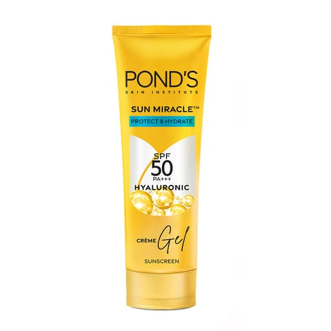 POND'S Sun Miracle SPF 50 PA+++ Creme Gel Sunscreen - Protect & Hydrate, With Hyaluronic Acid - 12gm