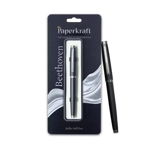 Paperkraft Beethoven- Ceramic Roller Ball Pen Classy Matte Black Finish (Blue Ink)