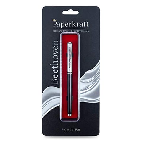 Paperkraft Beethoven- Ceramic Roller Ball Pen Classy Black & Silver Tone Finish  (Blue Ink)