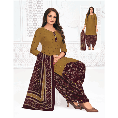 Pranjul 100% Cotton Printed Patiyala Dress Material (Unstitched)