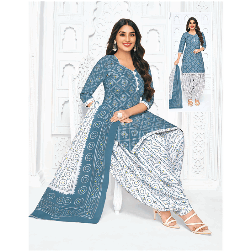 Pranjul 100% Cotton Printed Patiyala Dress Material (Unstitched)