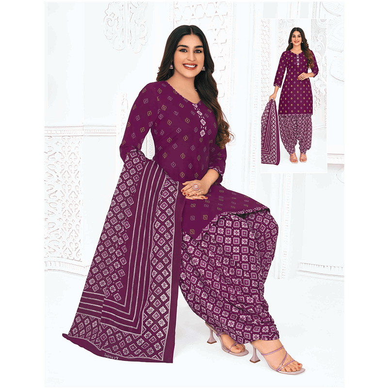 Pranjul 100% Cotton Printed Patiyala Dress Material (Unstitched)