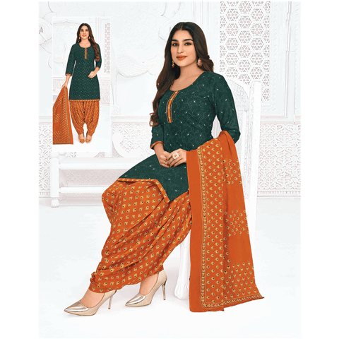 Pranjul 100% Cotton Printed Patiyala Dress Material (Unstitched)