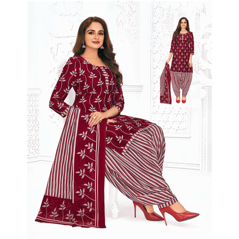 Pranjul 100% Cotton Printed Patiyala Dress Material (Unstitched)