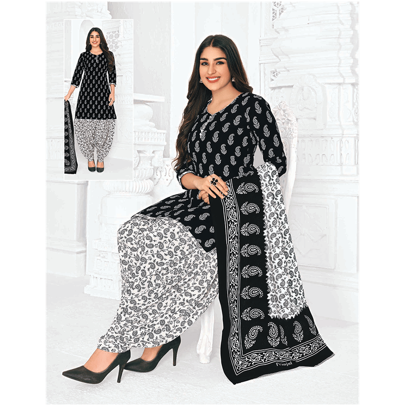 Pranjul 100% Cotton Printed Patiyala Dress Material (Unstitched)