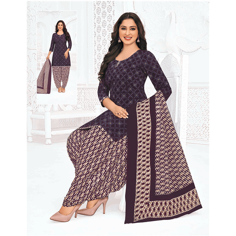 Pranjul 100% Cotton Printed Patiyala Dress Material (Unstitched)