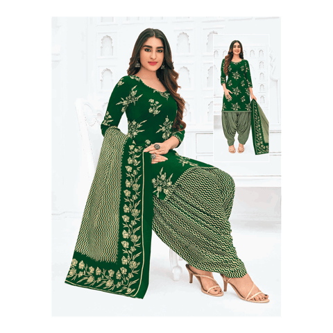 Pranjul 100% Cotton Printed Patiyala Dress Material (Unstitched)