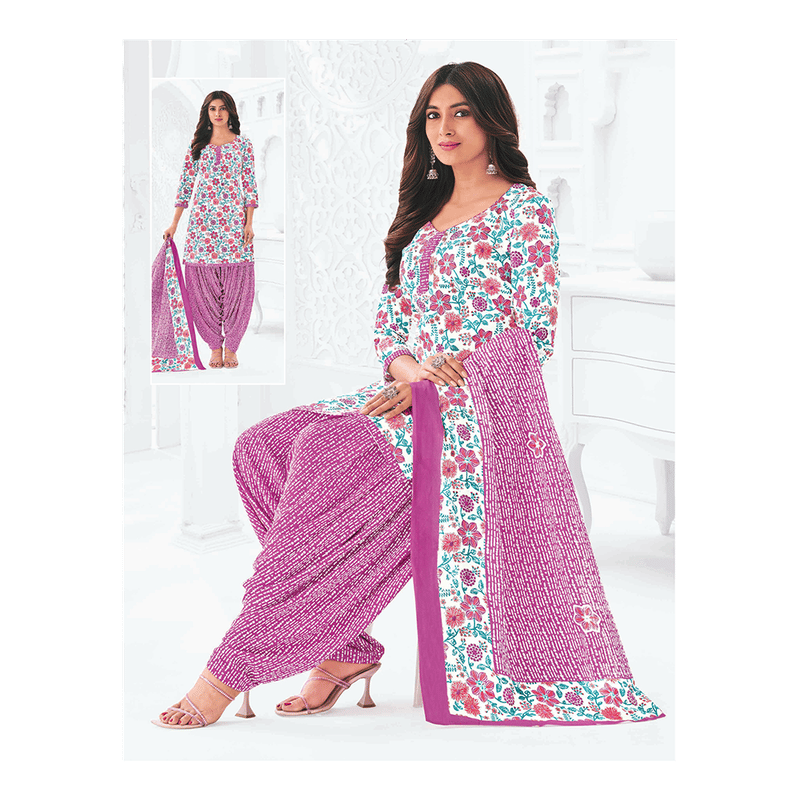 Pranjul 100% Cotton Printed Patiyala Dress Material (Unstitched)