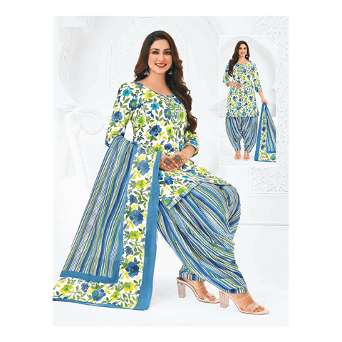 Pranjul 100% Cotton Printed Patiyala Dress Material (Unstitched)