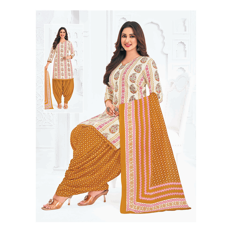 Pranjul 100% Cotton Printed Patiyala Dress Material (Unstitched)