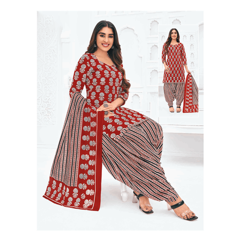 Pranjul 100% Cotton Printed Patiyala Dress Material (Unstitched)