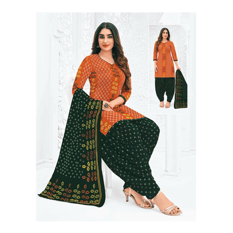 Pranjul 100% Cotton Printed Patiyala Dress Material (Unstitched)