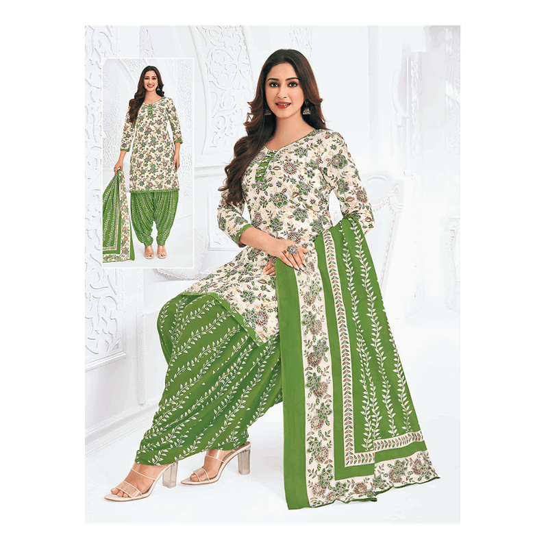 Pranjul 100% Cotton Printed Patiyala Dress Material (Unstitched)