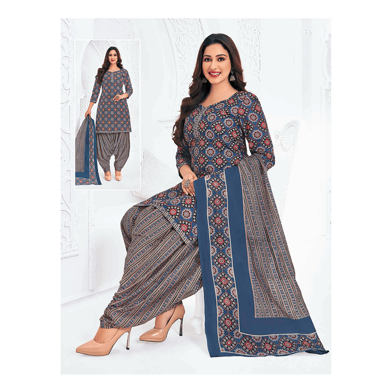 Pranjul 100% Cotton Printed Patiyala Dress Material (Unstitched)