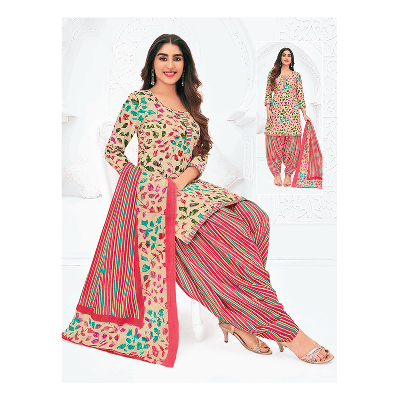 Pranjul 100% Cotton Printed Patiyala Dress Material (Unstitched)