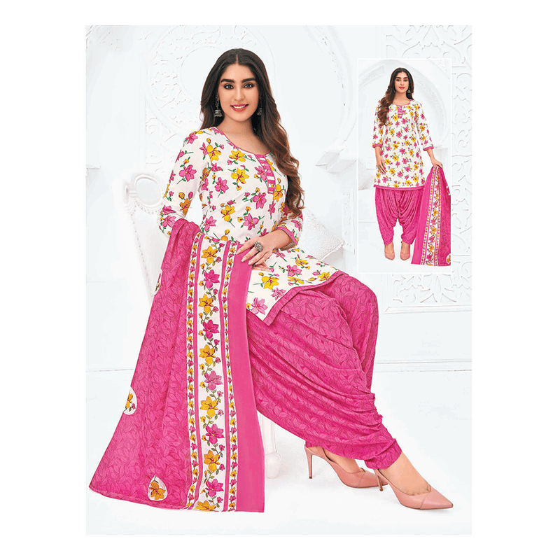 Pranjul 100% Cotton Printed Patiyala Dress Material (Unstitched)