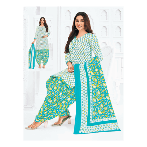 Pranjul 100% Cotton Printed Patiyala Dress Material (Unstitched)