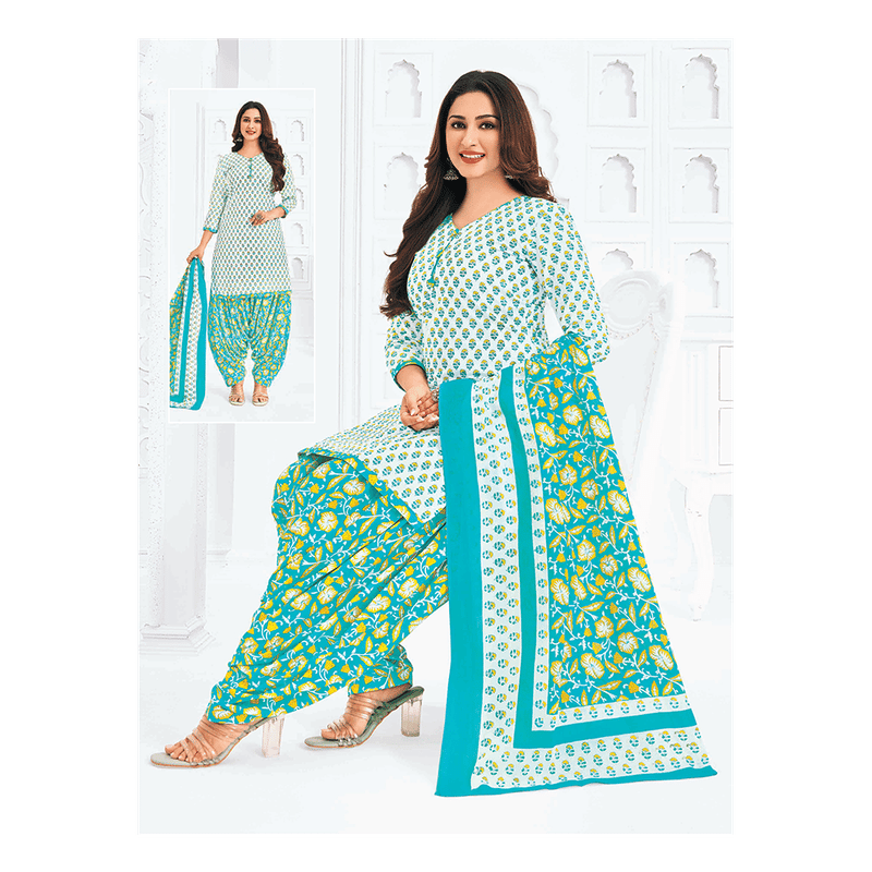 Pranjul 100% Cotton Printed Patiyala Dress Material (Unstitched)