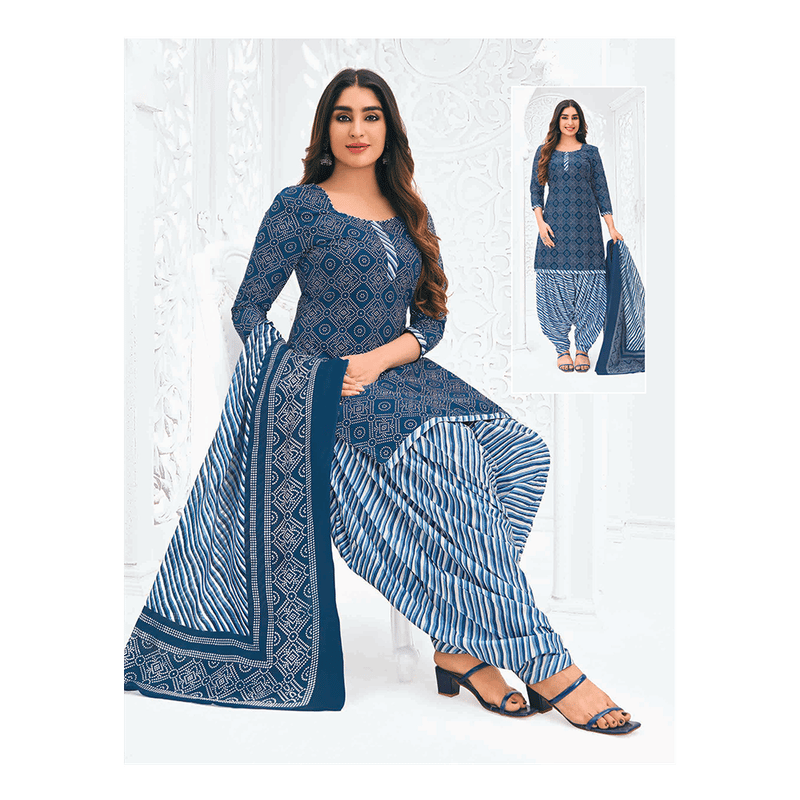 Pranjul 100% Cotton Printed Patiyala Dress Material (Unstitched)