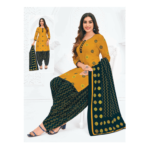 Pranjul 100% Cotton Printed Patiyala Dress Material (Unstitched)