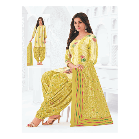 Pranjul 100% Cotton Printed Patiyala Dress Material (Unstitched)