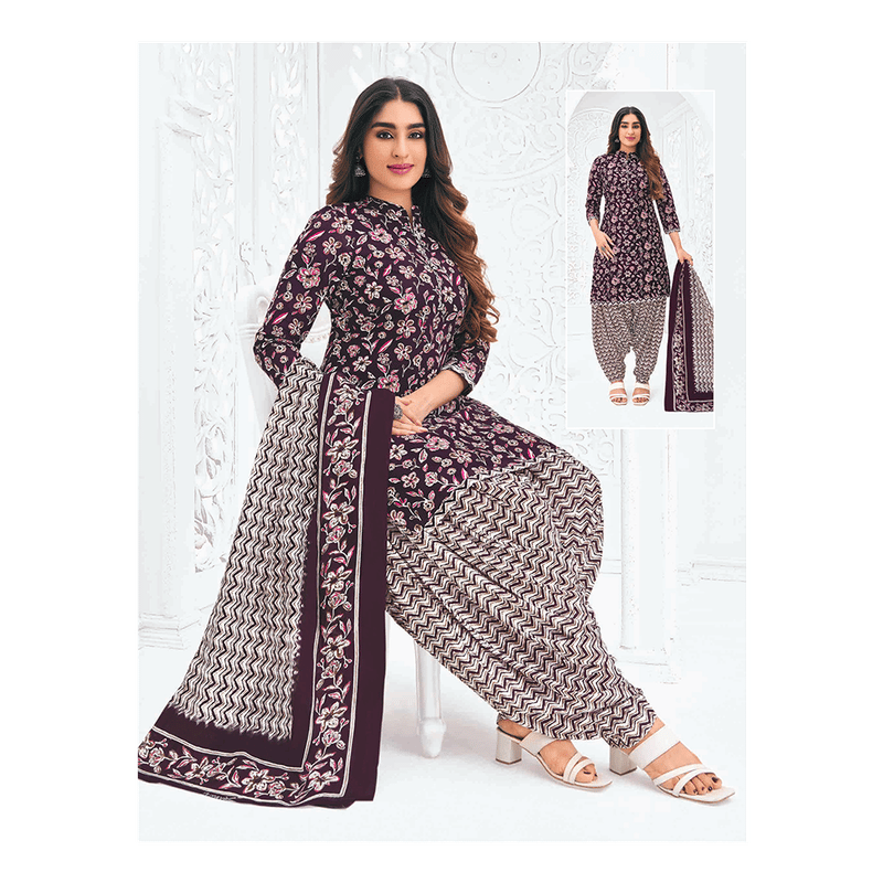 Pranjul 100% Cotton Printed Patiyala Dress Material (Unstitched)