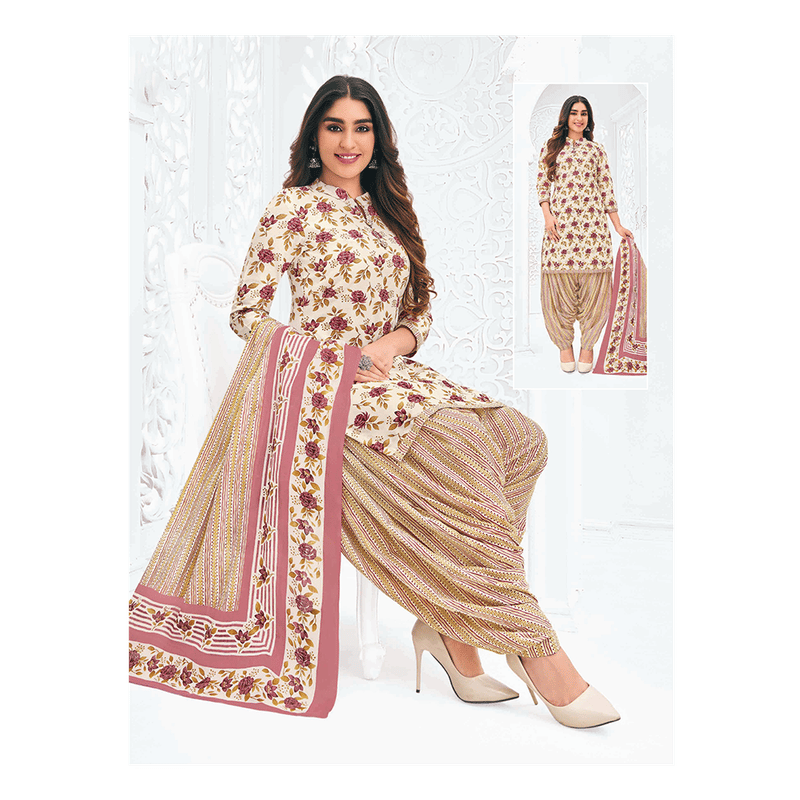 Pranjul 100% Cotton Printed Patiyala Dress Material (Unstitched)