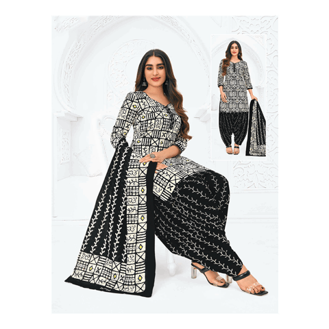 Pranjul 100% Cotton Printed Patiyala Dress Material (Unstitched)